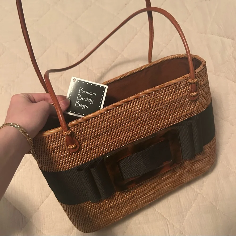 Tan and Black Woven Bosom Buddy Bag - Picture 2 of 10